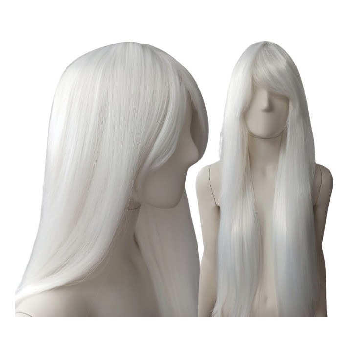 Peruka biała długa z grzywką cosplay termoodporna PK010