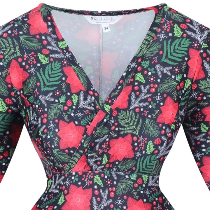 Sukienka pin up świąteczna folk zimowa na Boże Narodzenie NONA