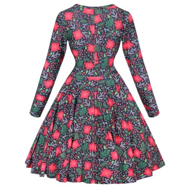 Sukienka pin up świąteczna folk zimowa na Boże Narodzenie NONA