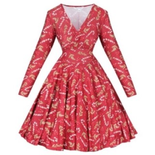 Sukienka pin up świąteczna czerwona w lizaki na Boże Narodzenie NONA