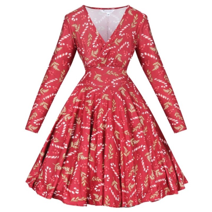 Sukienka pin up świąteczna czerwona w lizaki na Boże Narodzenie NONA