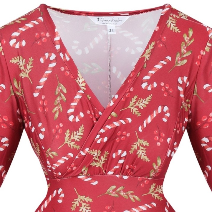 Sukienka pin up świąteczna czerwona w lizaki na Boże Narodzenie NONA