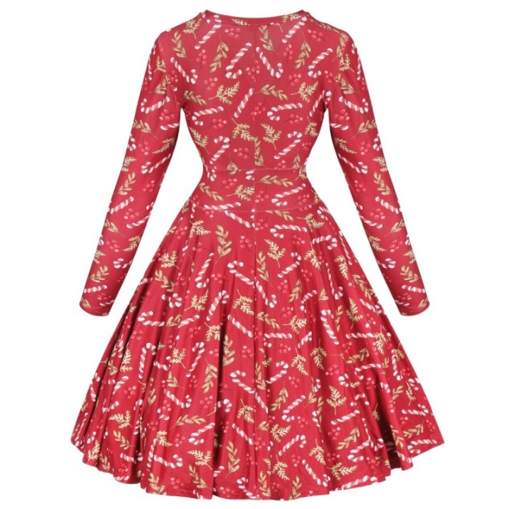 Sukienka pin up świąteczna czerwona w lizaki na Boże Narodzenie NONA