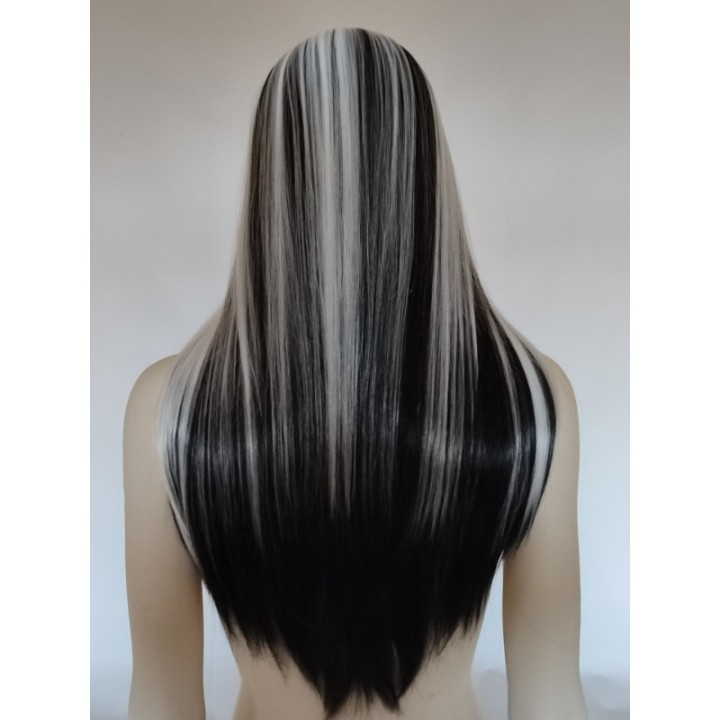 Peruka czarno biała pasemka bez grzywki Frankie Stein Monster High PK098