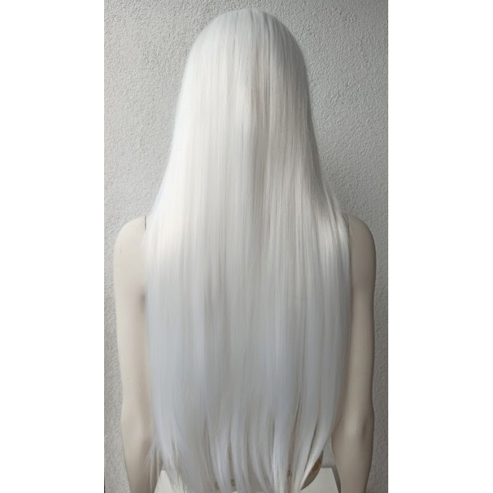 Peruka biała długa z grzywką cosplay termoodporna PK010