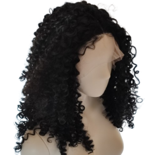Peruka czarna lace front AFROLOKI czarne gęste loki termoodporna LF011