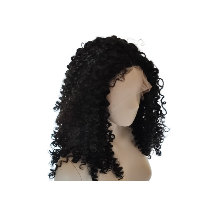 Peruka czarna lace front AFROLOKI czarne gęste loki termoodporna LF011