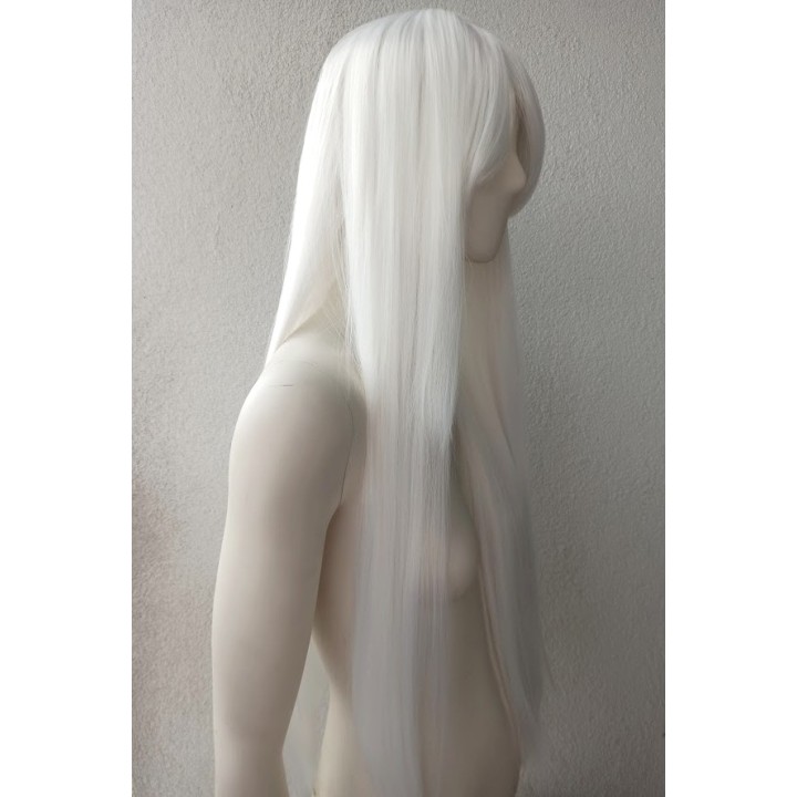 Peruka biała długa z grzywką cosplay termoodporna PK010