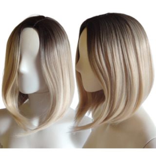 Peruka bob jasny blond ombre bez grzywki na co dzień do ramion PK163