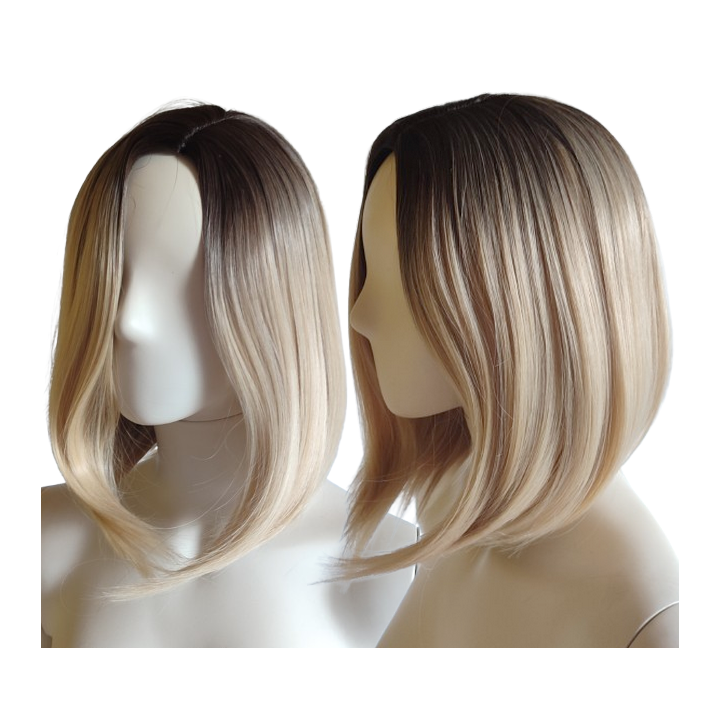 Peruka bob jasny blond ombre bez grzywki na co dzień do ramion PK163