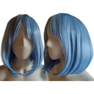 Peruka bob do ramion błękitna niebieska z grzywką cosplay PK113