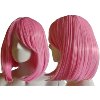Peruka bob do ramion różowa jasny róż z grzywką cosplay PK114
