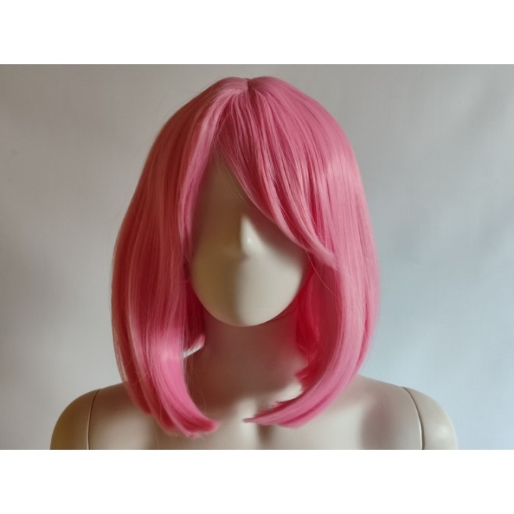 Peruka bob do ramion różowa jasny róż z grzywką cosplay PK114