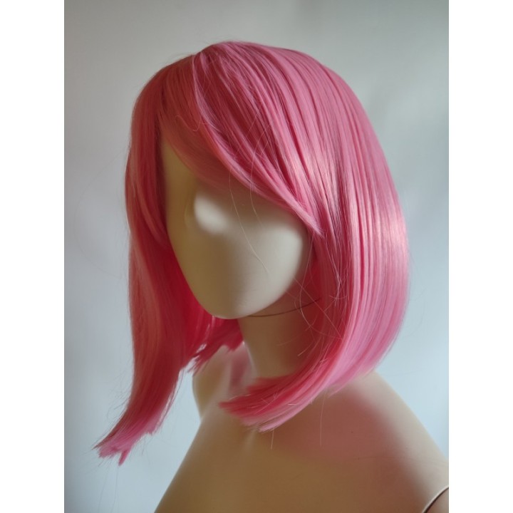 Peruka bob do ramion różowa jasny róż z grzywką cosplay PK114
