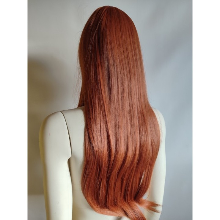 Peruka ciepły złoty brąz z prostą grzywką długa PK171