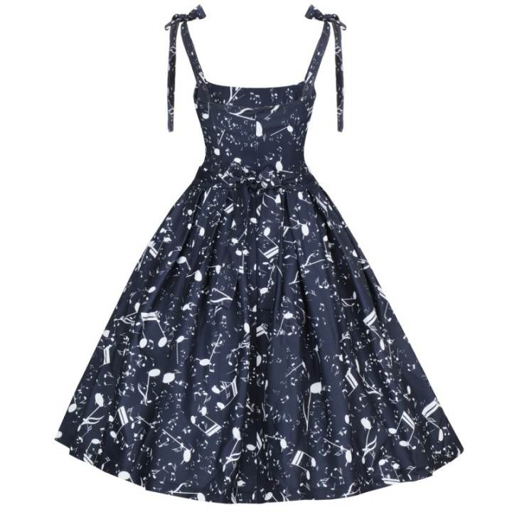 Sukienka granatowa muzyczna w nuty nutki pin up BARBIE