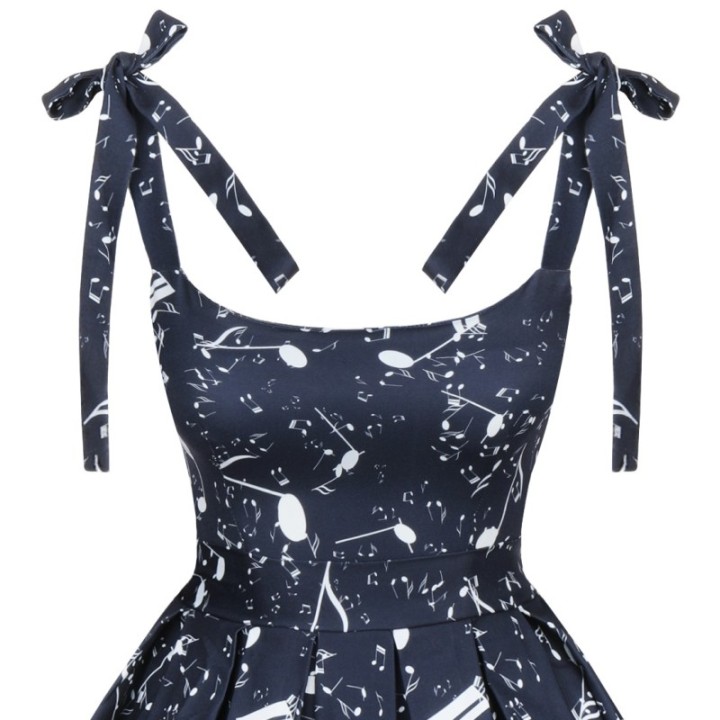 Sukienka granatowa muzyczna w nuty nutki pin up BARBIE