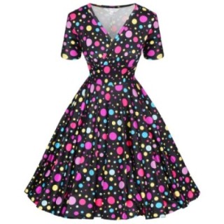 Sukienka pin up w kolorowe grochy groszki kropki retro lata 60 MONA