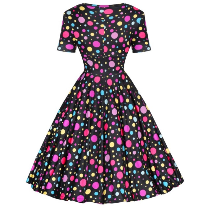 Sukienka pin up w kolorowe grochy groszki kropki retro lata 60 MONA