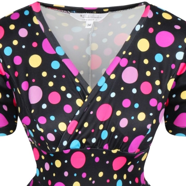 Sukienka pin up w kolorowe grochy groszki kropki retro lata 60 MONA