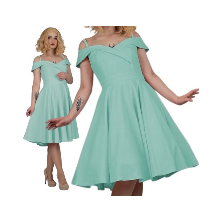 Sukienka pin up hiszpanka seledynowa miętowa BELLA