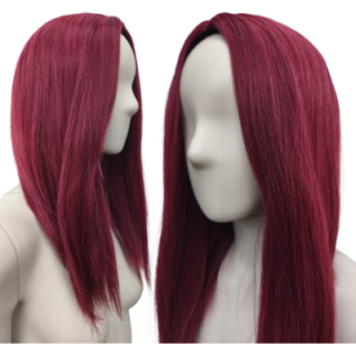 Peruka bordowa longbob do ramion bez grzywki cosplay czerwona PK164