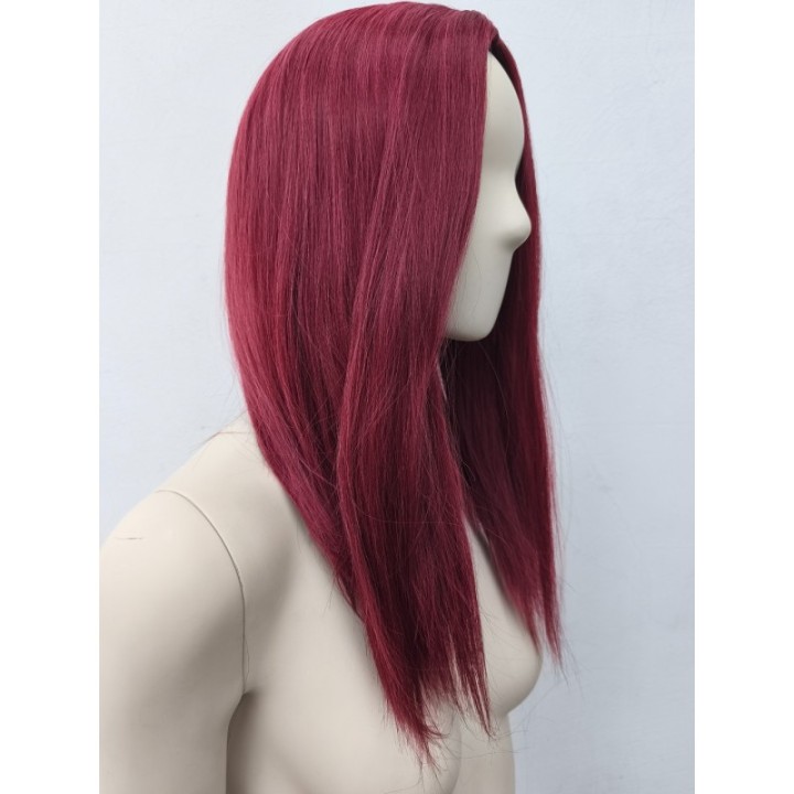 Peruka bordowa longbob do ramion bez grzywki cosplay czerwona PK164