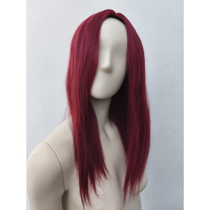 Peruka bordowa longbob do ramion bez grzywki cosplay czerwona PK164