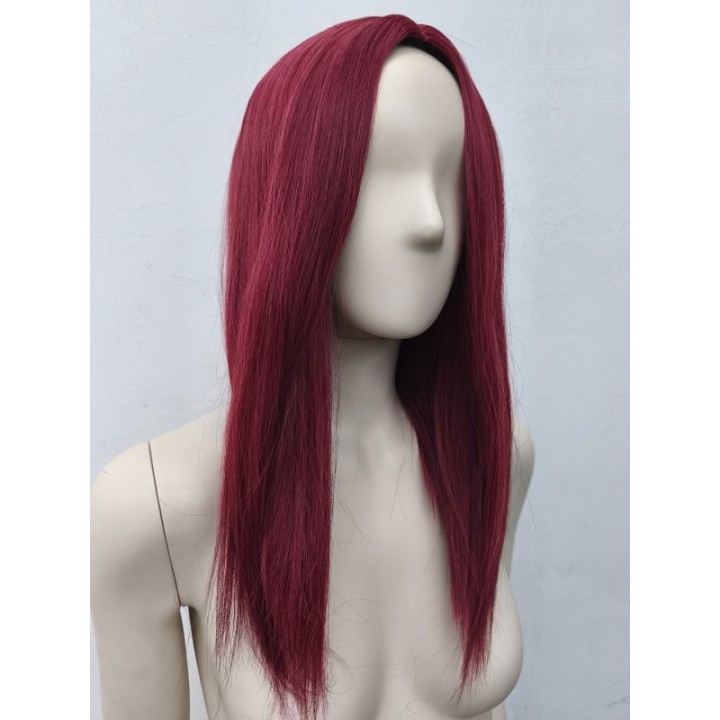 Peruka bordowa longbob do ramion bez grzywki cosplay czerwona PK164