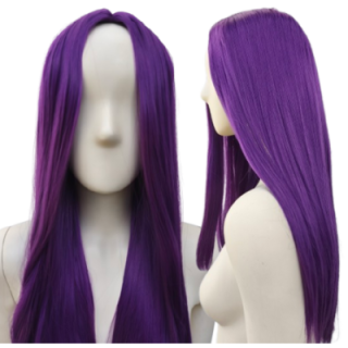 Peruka fioletowa bez grzywki z przedziałkiem prosta długa fiolet cosplay PK015