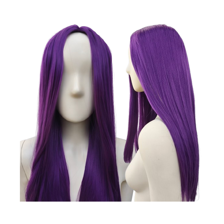 Peruka fioletowa bez grzywki z przedziałkiem prosta długa fiolet cosplay PK015