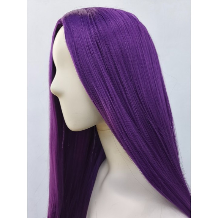 Peruka fioletowa bez grzywki z przedziałkiem prosta długa fiolet cosplay PK015