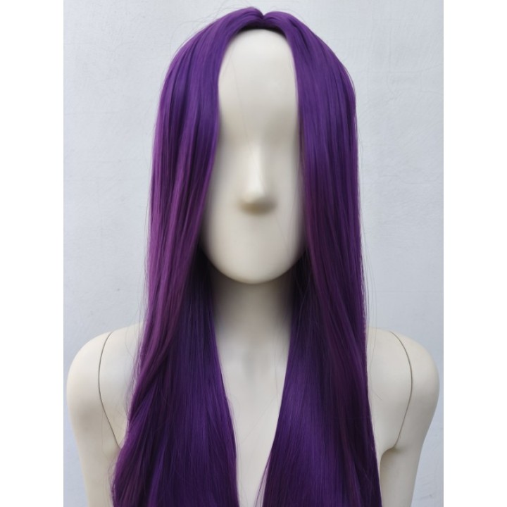 Peruka fioletowa bez grzywki z przedziałkiem prosta długa fiolet cosplay PK015