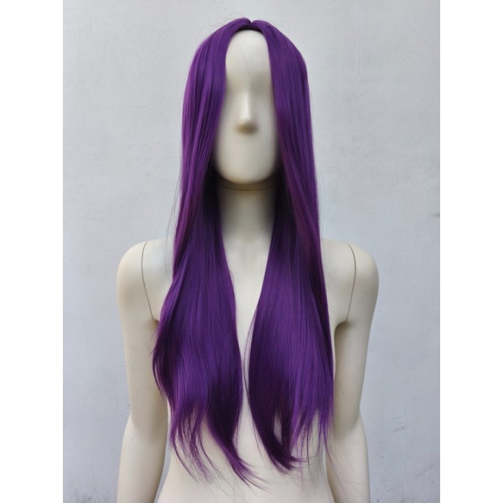Peruka fioletowa bez grzywki z przedziałkiem prosta długa fiolet cosplay PK015