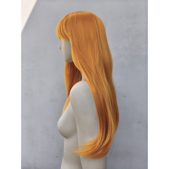 Peruka ruda jasnoruda z prostą grzywką przedziałkiem długa PK173