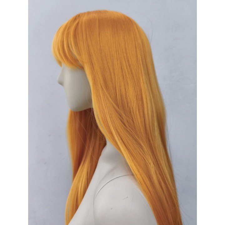 Peruka ruda jasnoruda z prostą grzywką przedziałkiem długa PK173