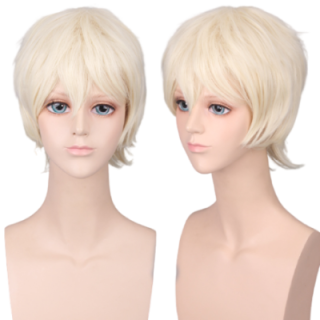 Peruka krótka gęsta platynowy jasny blond męska termoodporna cosplay PK034