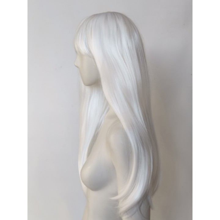 Peruka z prostą grzywką biała cosplay gęsta PK110