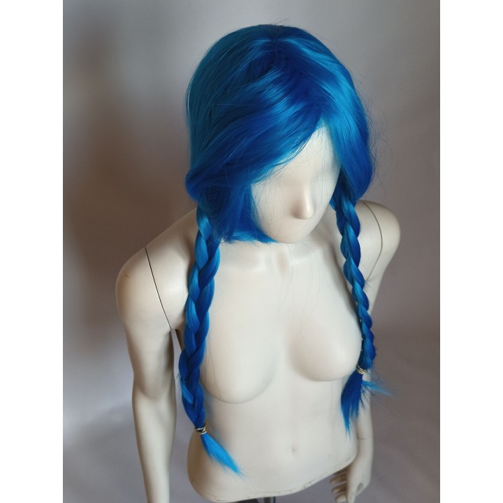 Peruka niebieska z grzywką cosplay Jinx LOL PK053