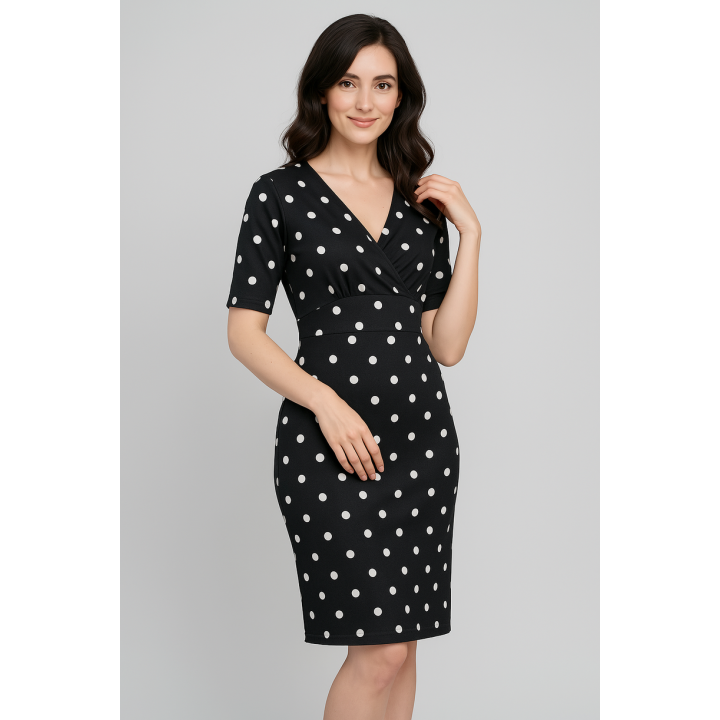 Ołówkowa sukienka w grochy groszki RACHEL