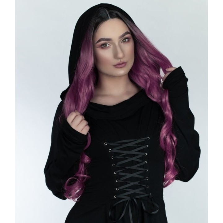 Sukienka sznurowana gorsetowa z kapturem nu goth ASSASSIN