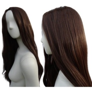 Peruka bez grzywki z przedziałkiem ciemny brąz PK044