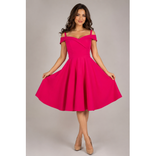 Sukienka hiszpanka pin-up fuksja różowa magenta midi BELLA