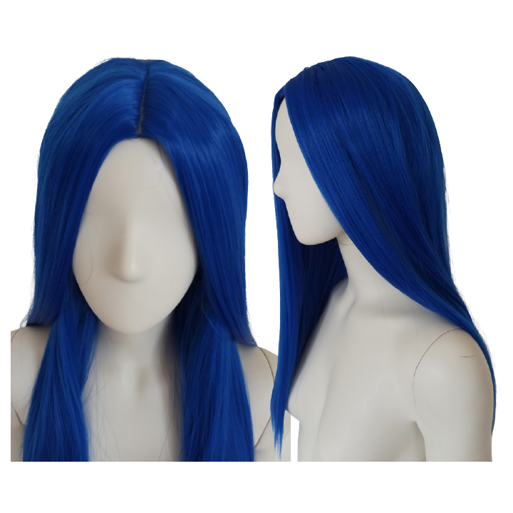 Peruka bez grzywki  niebieska długa cosplay gęsta PK030