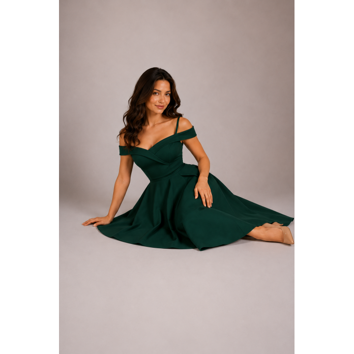Sukienka butelkowa zieleń pin up z koła BELLA
