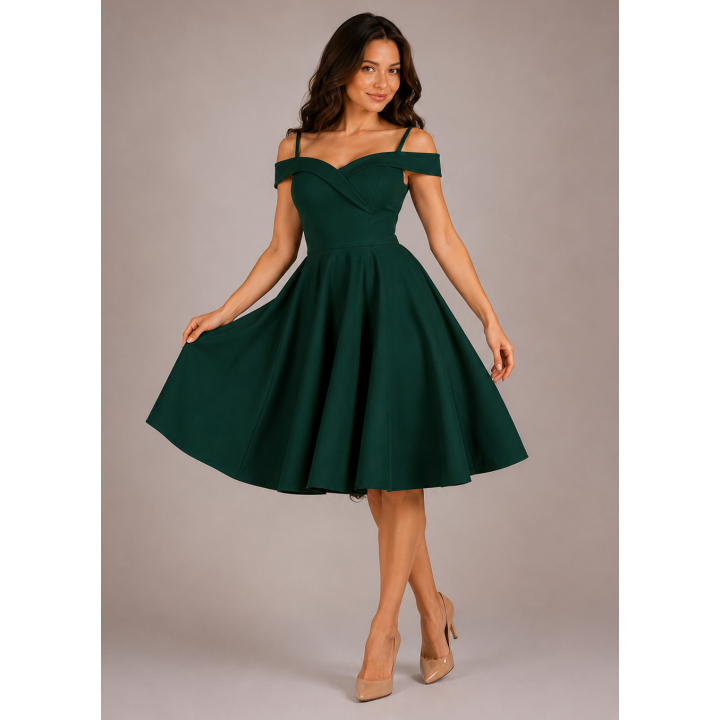 Sukienka butelkowa zieleń pin up z koła BELLA