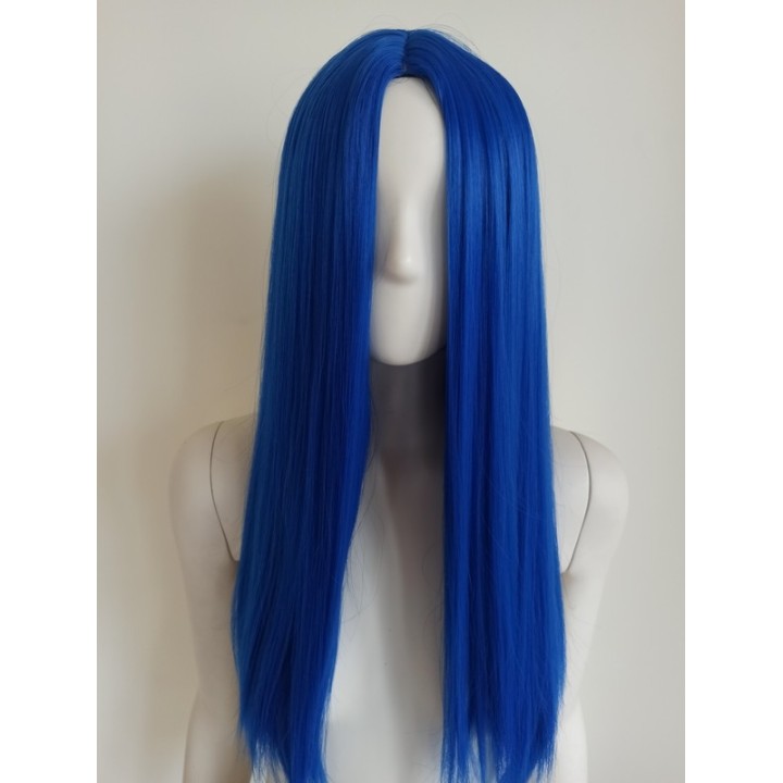 Peruka bez grzywki  niebieska długa cosplay gęsta PK030