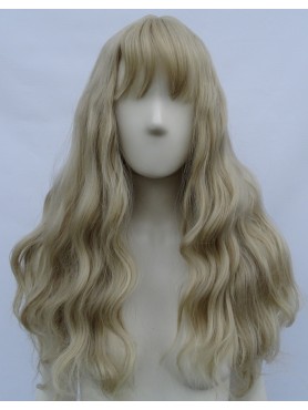 Peruka fale z grzywką platynowy blond PK085