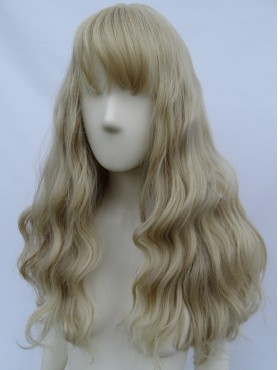 Peruka fale z grzywką platynowy blond PK085