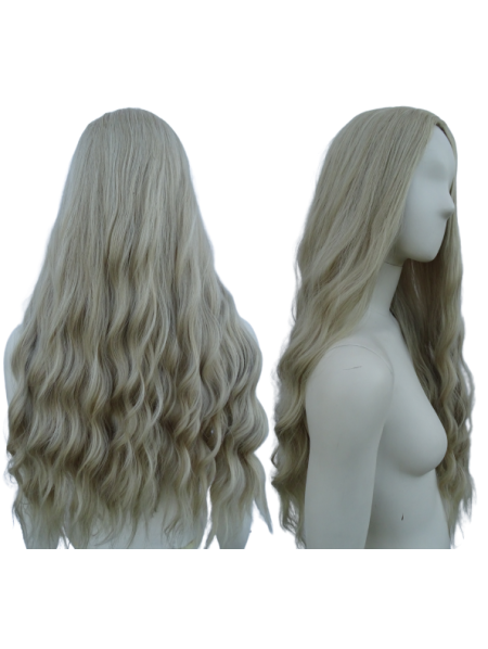 Peruka bez grzywki loki platynowy blond PK121